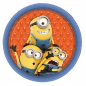 8 Pratos Minions Laranja 23cm