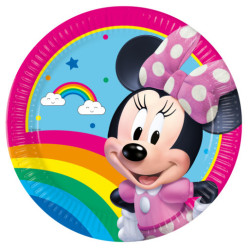 8 Pratos Minnie Rainbow Make Me Smile 23cm