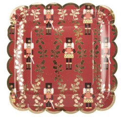 8 Pratos Natal Soldadinho de Chumbo 23cm