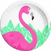 8 Pratos papel 23cm - Flamingo