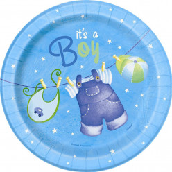 8 Pratos Redondos 18cm Blue Baby Shower