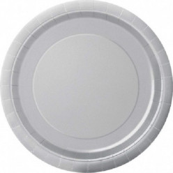 8 Pratos Redondos Prateado 17cm