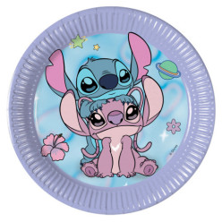 8 Pratos Stitch Angel Cute 20cm