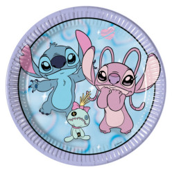 8 Pratos Stitch Angel Cute 23cm