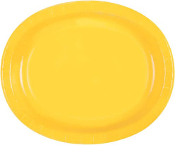 8 Travessas Ovais Amarela 22cm