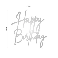 Aplique Prata "happy Birthday"