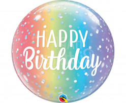 Balão Bubble Happy Birthday Rainbow 56cm