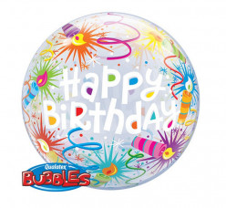 Balão Bubble Happy Birthday Velas