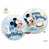 Balão Bubble Mickey Bebé - Happy Birthday - 56cm