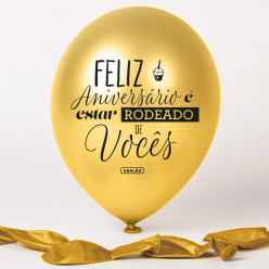 Balão Dourado Feliz Aniversário