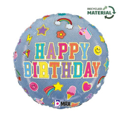Balão Foil 18" Happy Birthday Denim