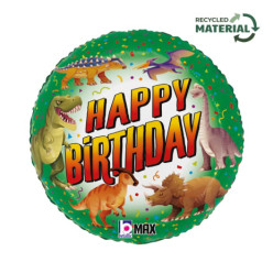 Balão Foil 18" Happy Birthday Dinossauros