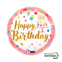 Balão Foil 18" Happy Birthday Pink Party