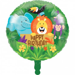 Balão Foil Animais da Selva Happy Birthday