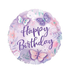 Balão Foil Borboleta Flutter Happy Birthday 43cm