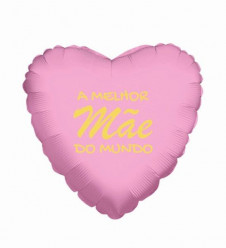Balão Foil Coração A Melhor Mãe do Mundo Rosa e Dourado 45cm