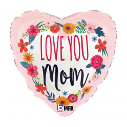 Balão Foil Coração Love You Mom - Dia da Mãe 46cm
