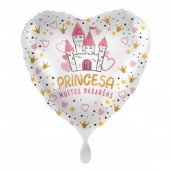 Balão Foil Coração Princesa Muitos Parabéns 43cm