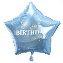 Balão Foil Estrela Happy Birthday Azul 46cm