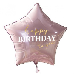 Balão Foil Estrela Happy Birthday Rosa 46cm