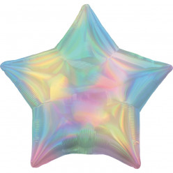 Balão Foil Estrela Pastel Rainbow Iridescente 48cm