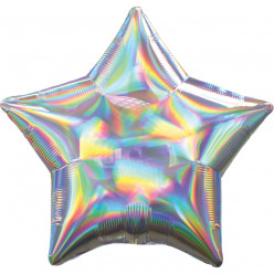 Balão Foil Estrela Prateado Iridescente 48cm
