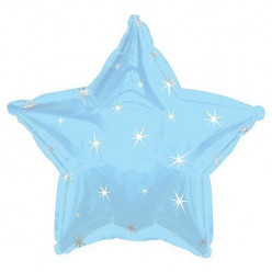Balão Foil  Estrela Sparkle Azul Bebé