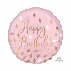 Balão Foil Happy Birthday Blush 43cm