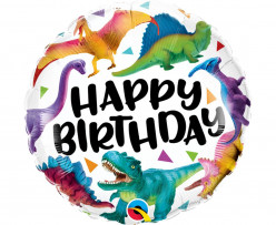 Balão Foil Happy Birthday Dinossauros 46cm