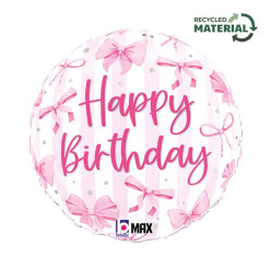 Balão Foil Happy Birthday Laços 46cm