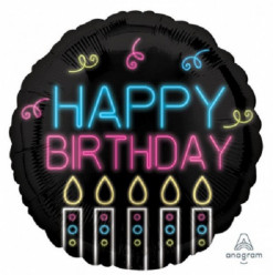Balão Foil Happy Birthday Neon 43cm