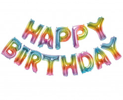 Balão Foil Happy Birthday Rainbow