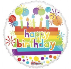 Balão Foil Happy Birthday velas 45cm