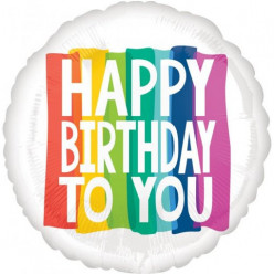 Balão Foil Jumbo Happy Birthday Rainbow Wishes 71cm