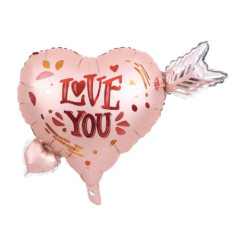 Balão Foil Love You Coração com Setas 69cm