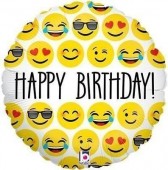 Balão Foil metálico Emojis Birthday - 46cm