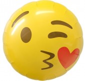 Balão Foil metálico Emojis Kissing Heart - 46cm