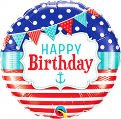Balão Foil Naútico Happy Birthday