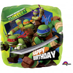 Balão Foil Ninja Tartarugas Happy Birthday 43cm