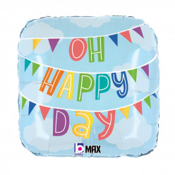Balão Foil Oh Happy Day Bandeirolas 46cm