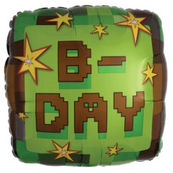 Balão Foil Quadrado Minecraft B-Day 43cm