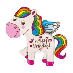 Balão Foil Rainbow Birthday Pony 114cm