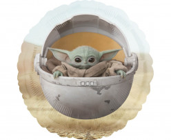 Balão Foil Redondo Baby Yoda Star Wars The Mandalorian 43cm