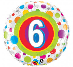 Balão Foil Redondo Bolinhas Número 6 46cm