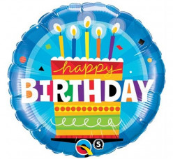 Balão Foil Redondo Bolo Happy Birthday 46cm