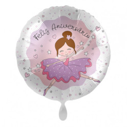 Balão Foil Redondo Feliz Aniversário Bailarina 43cm