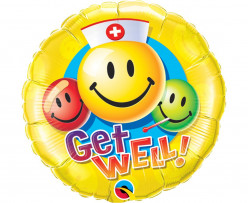 Balão Foil Redondo Get Well Emoji 46cm
