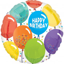 Balão Foil Redondo Happy Birthday Balões 43cm