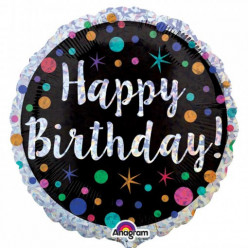Balão Foil Redondo Happy Birthday Holográfico Bolas 45cm