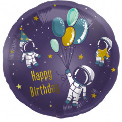 Balão Foil Space Happy Birthday 45 cm